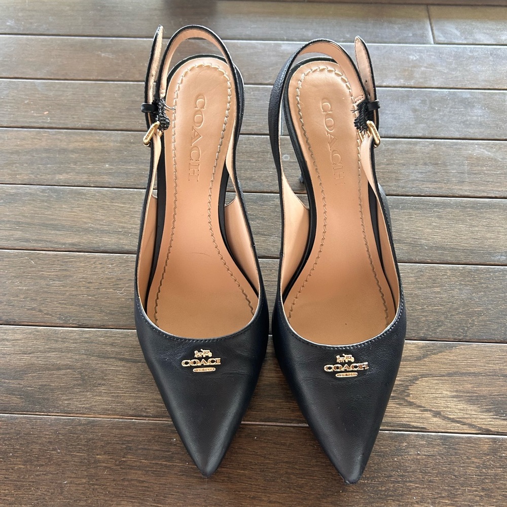 Coach Black Pointed Slingback Heels Allie 90 7.5